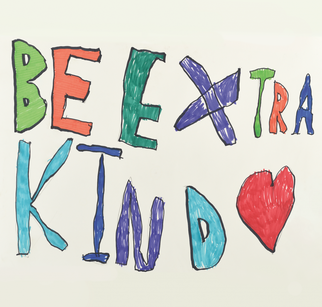 Be Extra Kind hand -drawn poater featured in the 2017 Women's March
