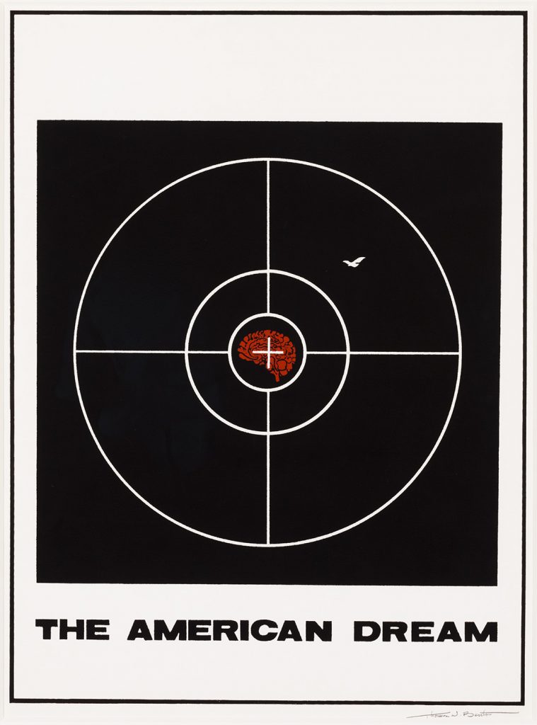 A silkscreen poster of a target.