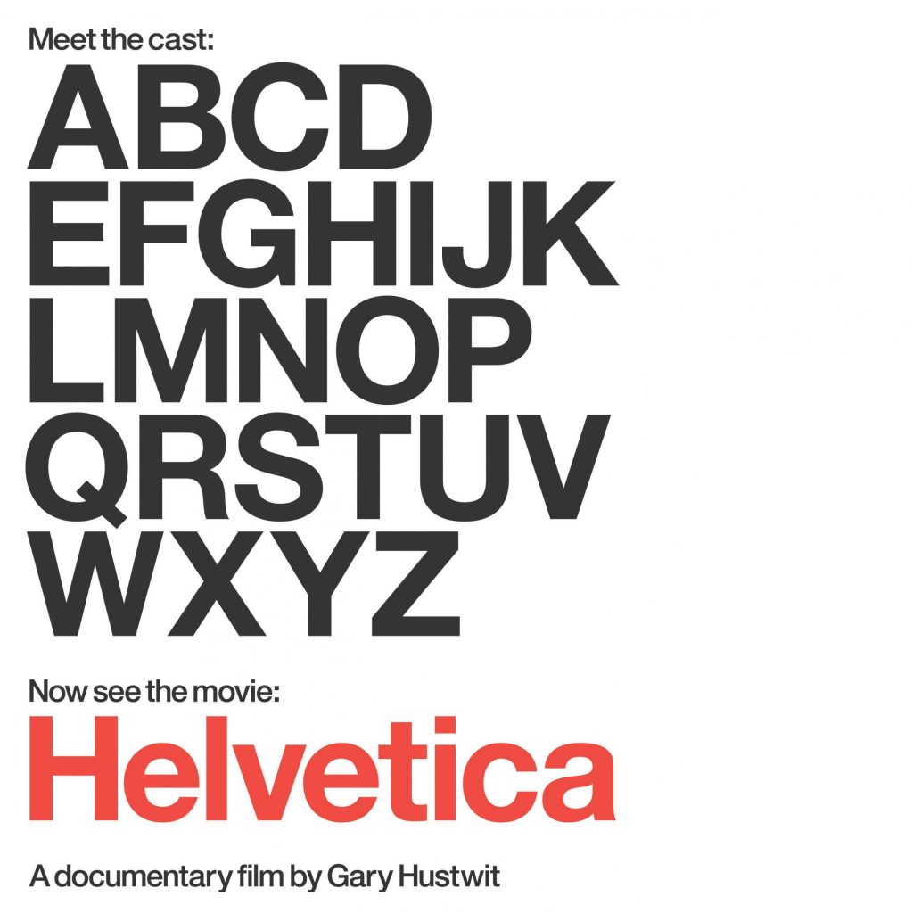 type-based promotional graphic for the Helvetica documentary film