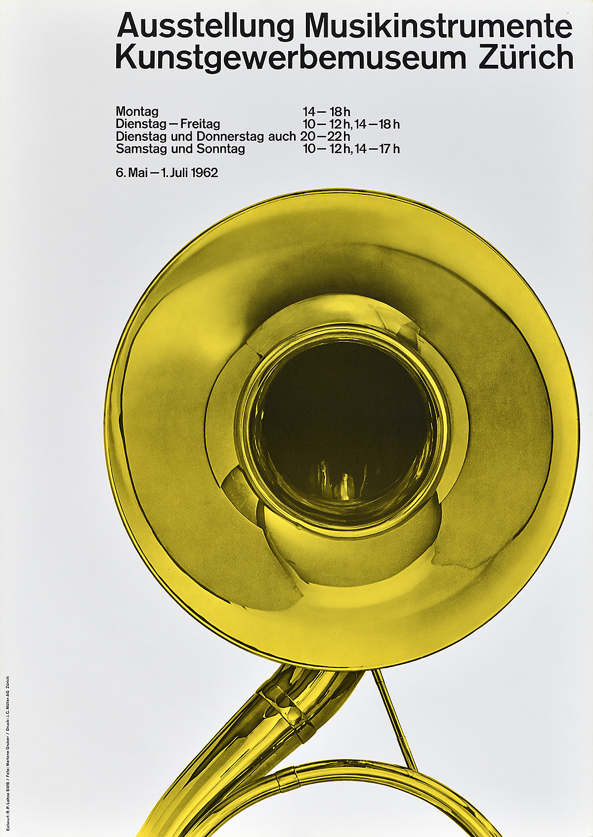 A poster for a music festival displaying an image of a french horn.