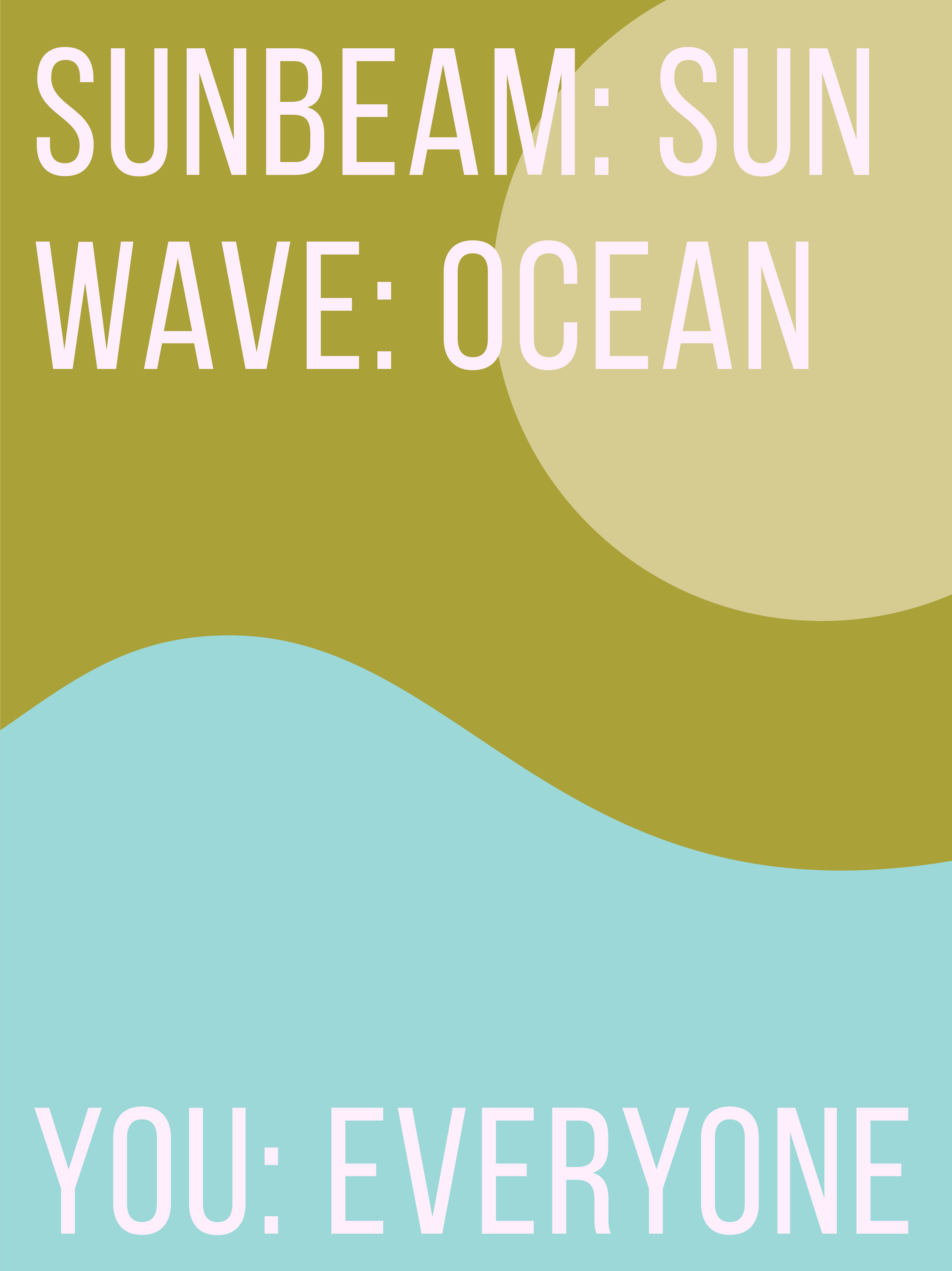 A poster featuring a sun over an ocean wave.