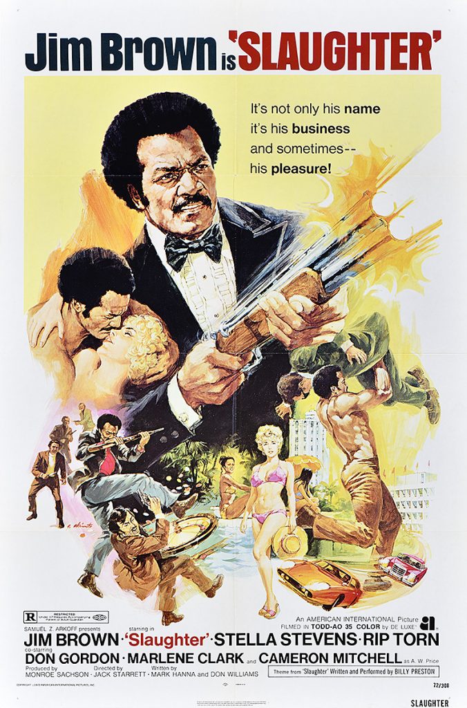 photo offset poster of a man in a tuxedo firing a double barrel gun. below him, vignettes of sexy women and fights fill the page