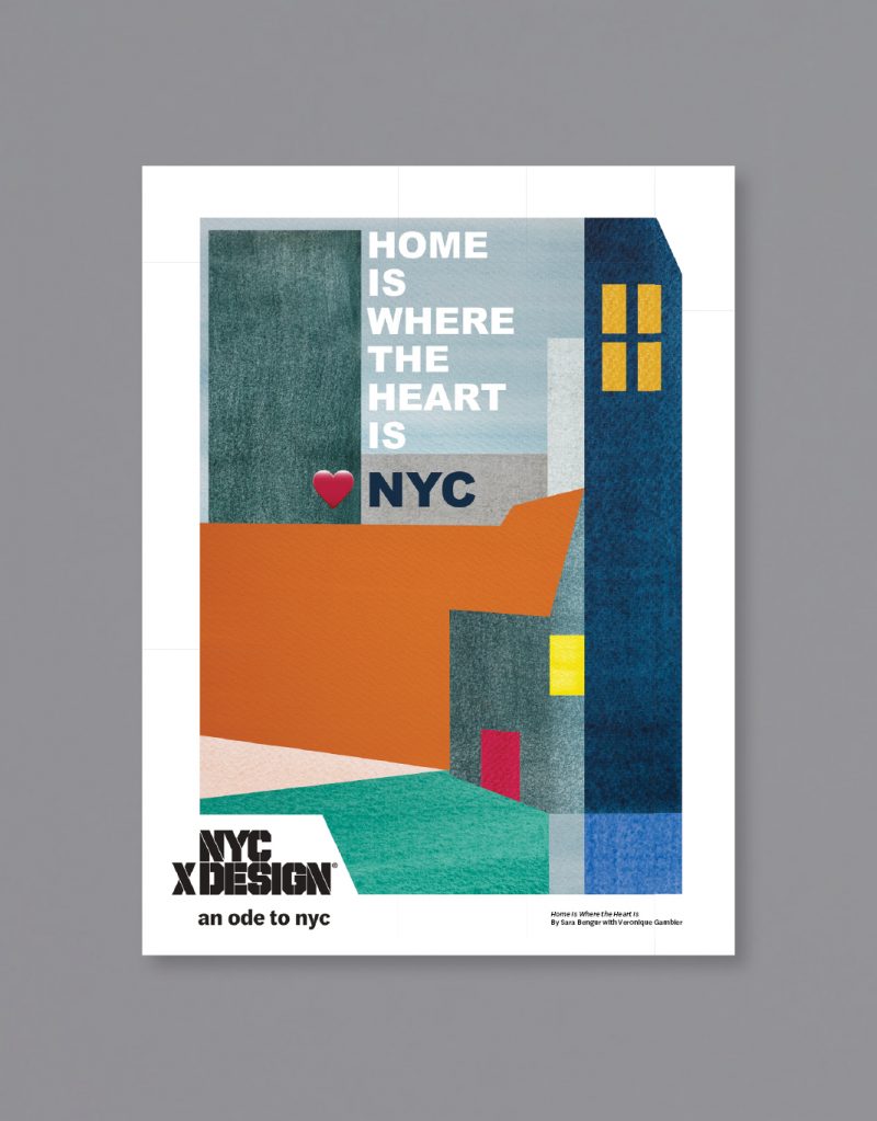A poster showing The night of NYC in geometric shapes. The text is saying