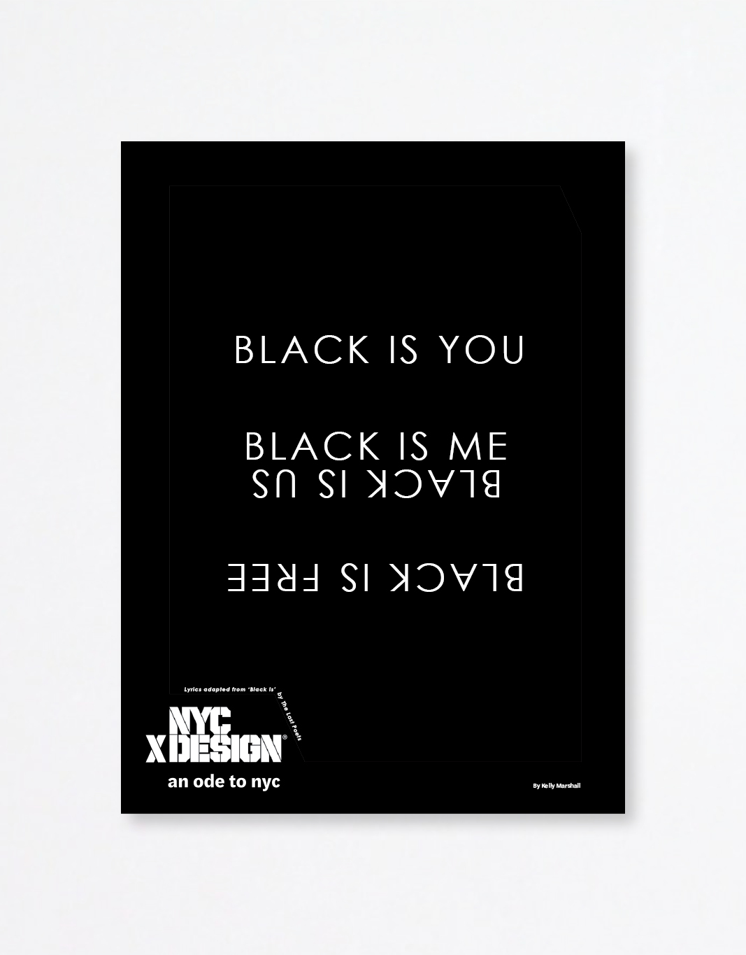a poster showing white texts in black background. The texts say 