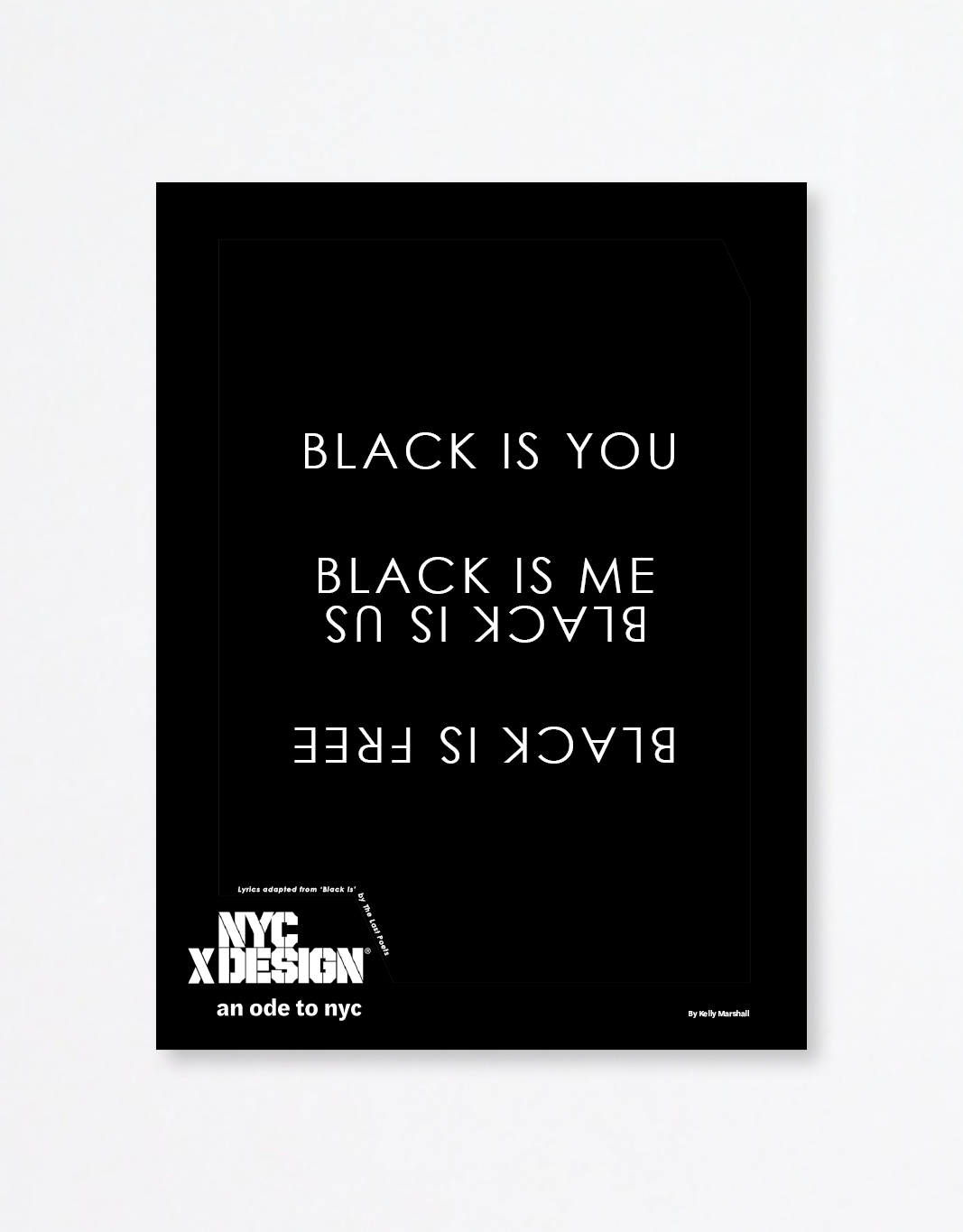 a poster showing white texts in black background. The texts say