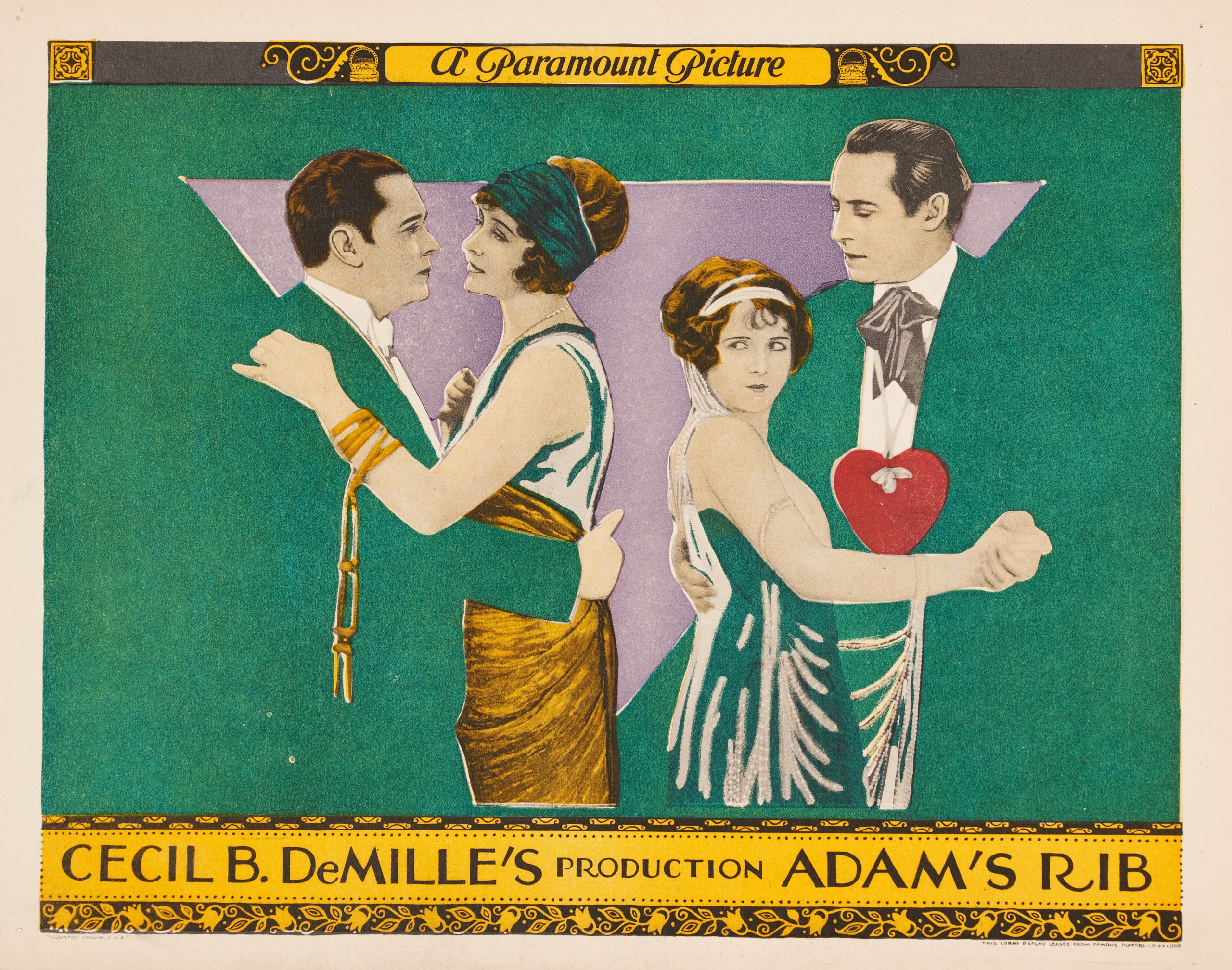 An offset poster of two couples dancing in 1920s attire on a green background.