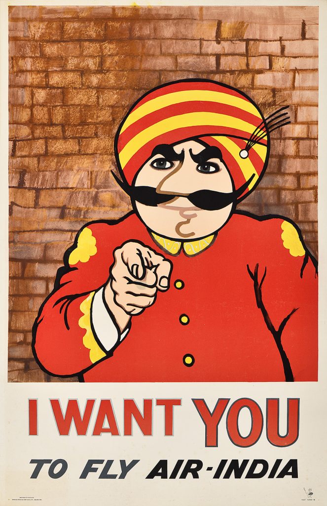 Lithographic poster of the maharaja pointing at the viewer intensely.