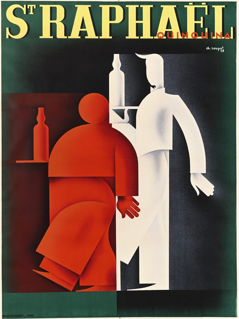 Poster of a fat and thin waiter, one red the other white.