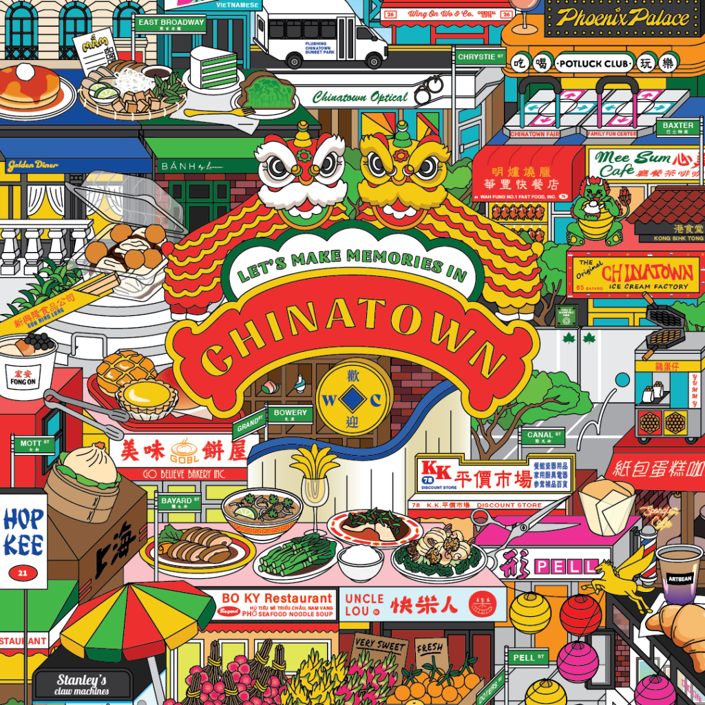 an illustration of small businesses in chinatown.