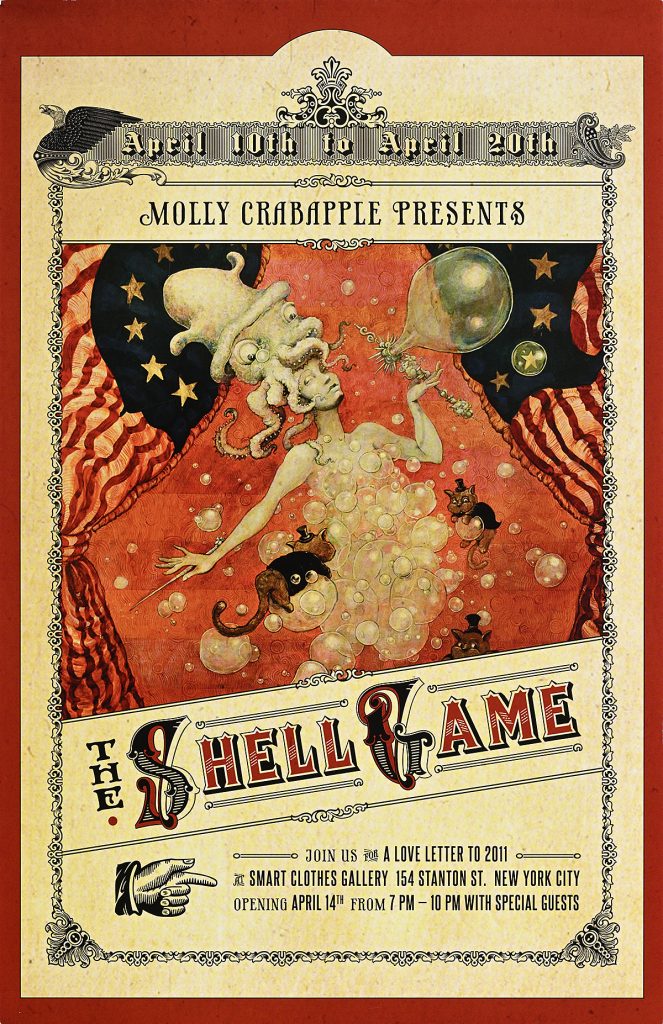 Poster of a mermaid covered in bubbles as a dress with an octopus hat.