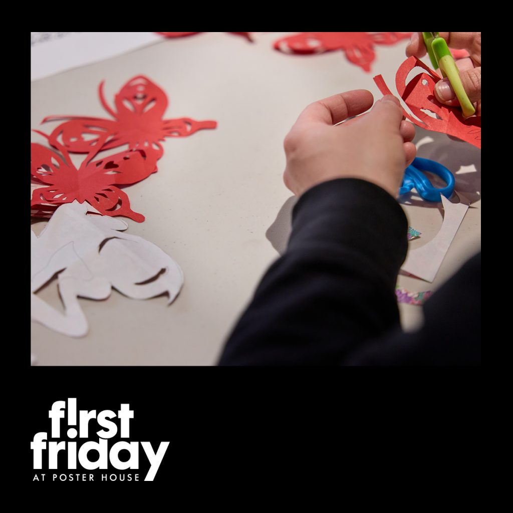 A photo image of a person cutting designs into paper