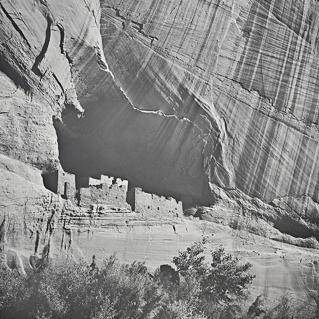 A poster image of Mesa Verde National Park in Black and White