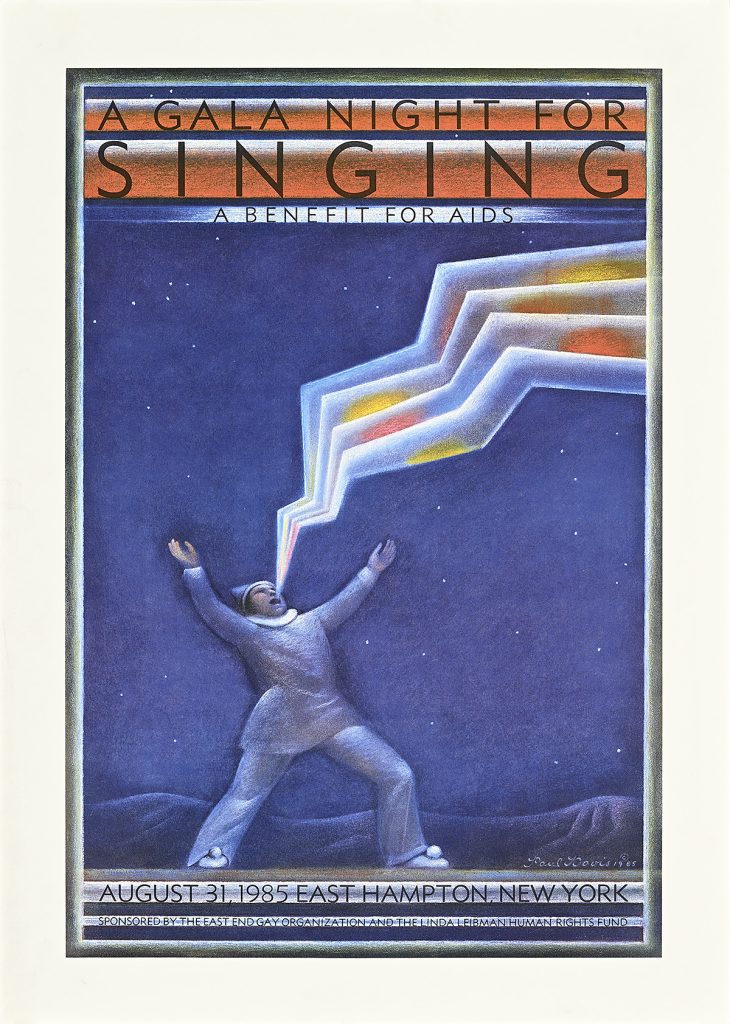 Poster of a figure singing with their arms splayed behind them.