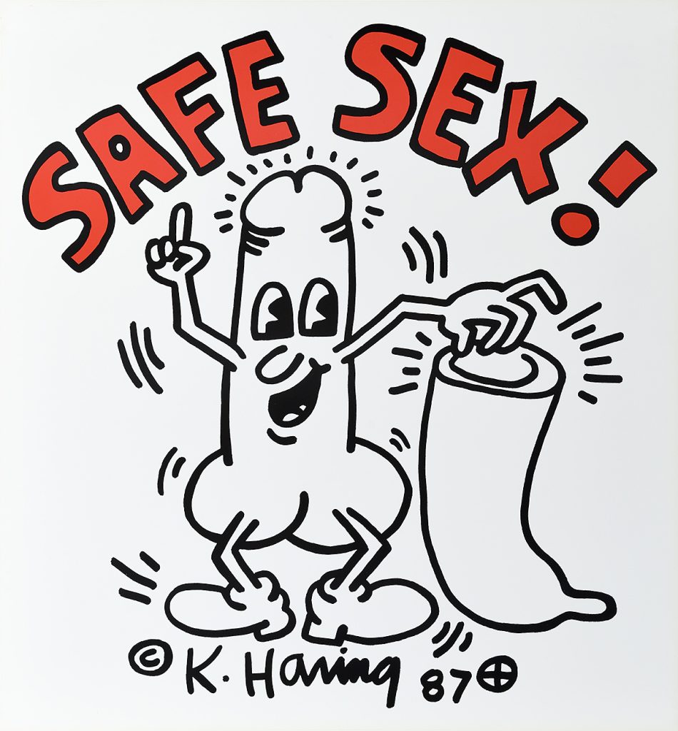 Poster of an animated condom promoting safe sex.