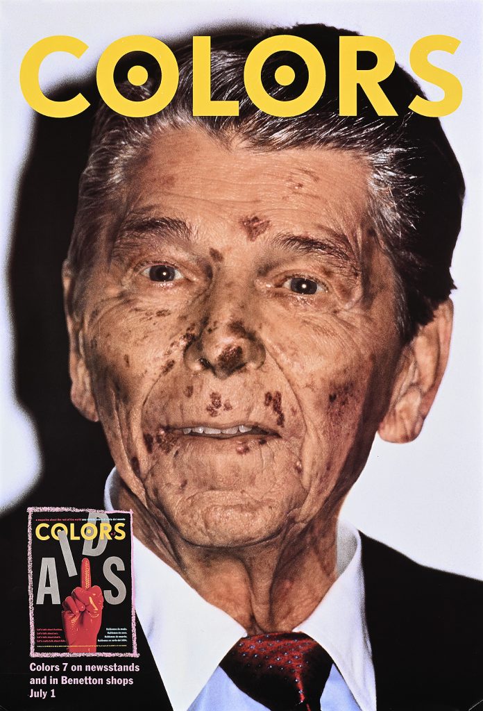 Poster of Ronald Regan covered in skin lesions.