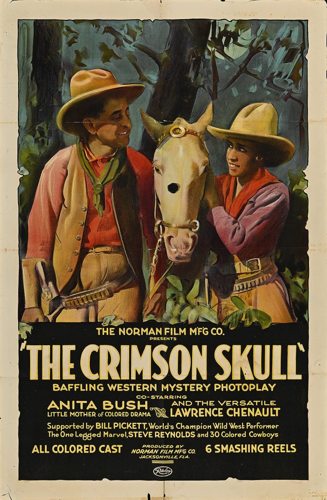 Poster of two Black figures standing around a horse.