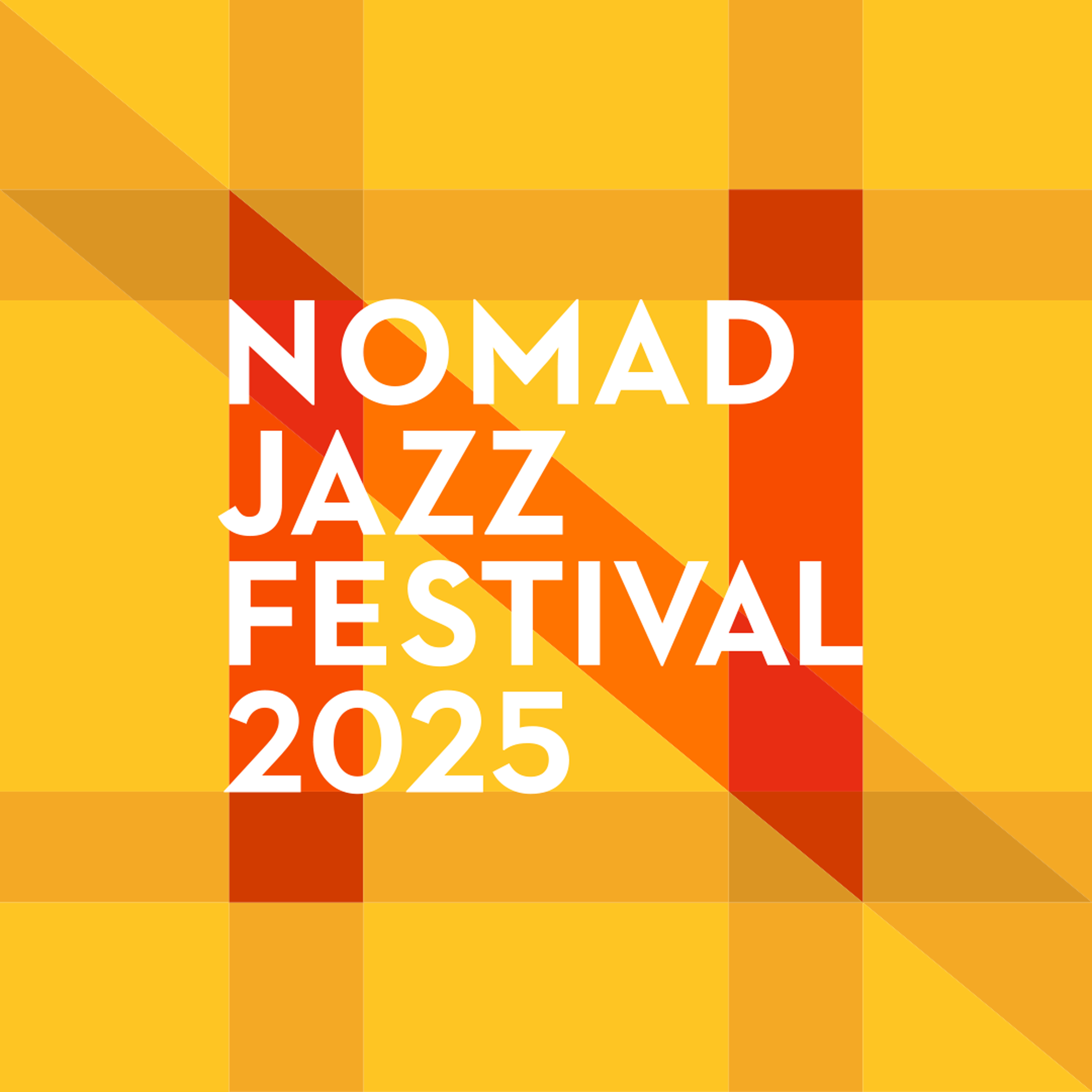 red, white, and yellow graphic for Nomad Jazz Festival 2025