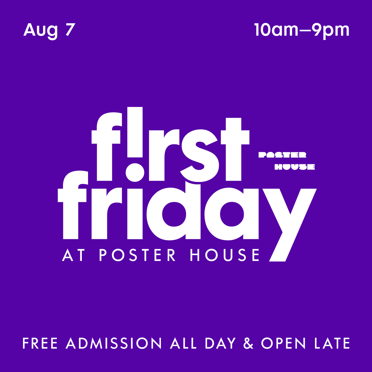 First Friday lockup on a purple background