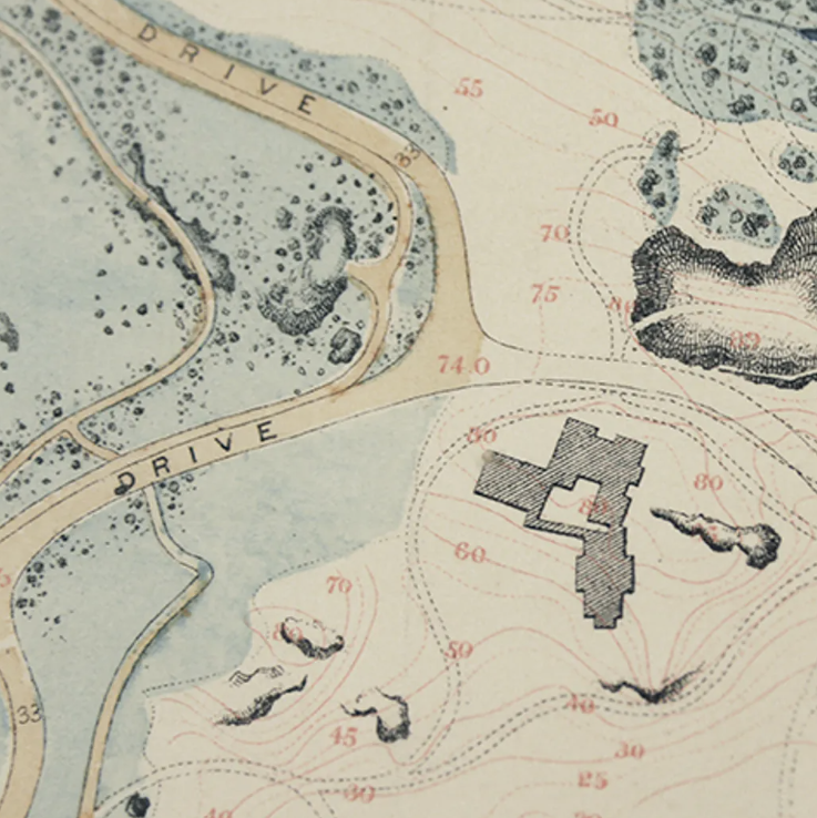 an antique map of central park