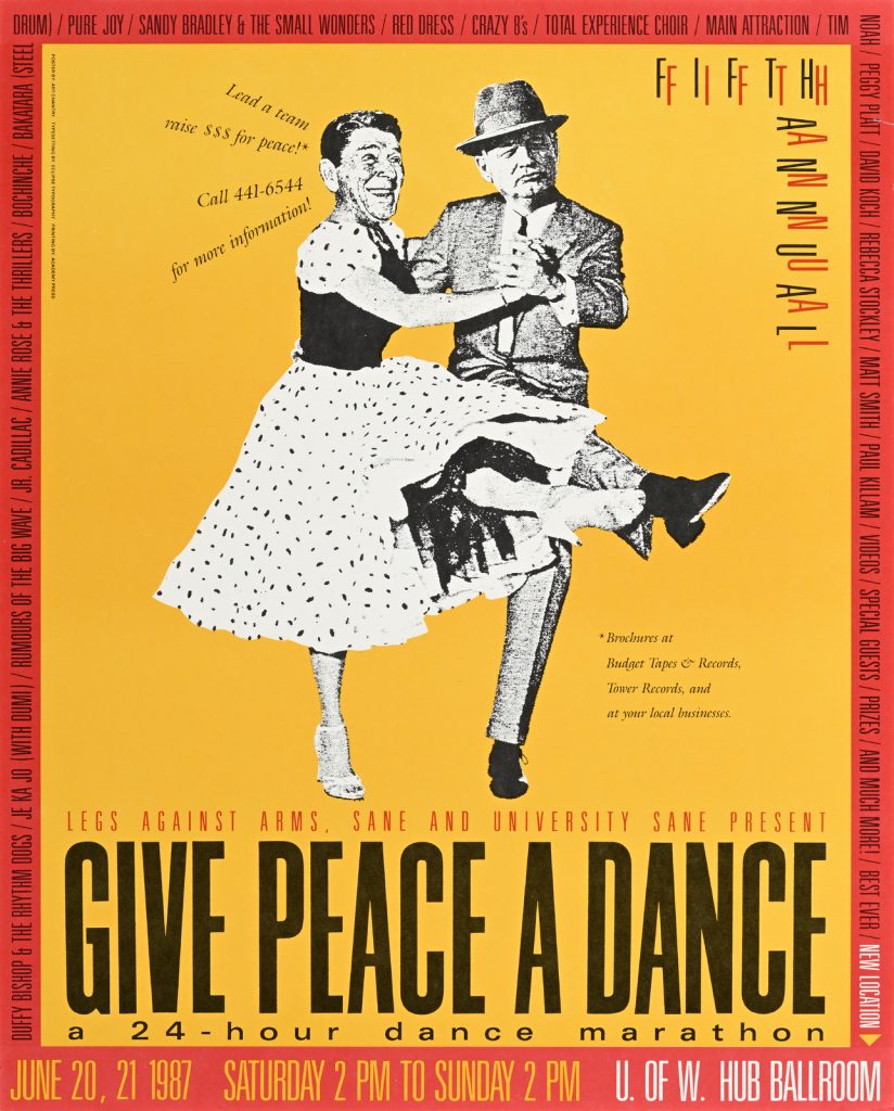 Poster of two men dancing in 1950s attire, one of them in a dress.