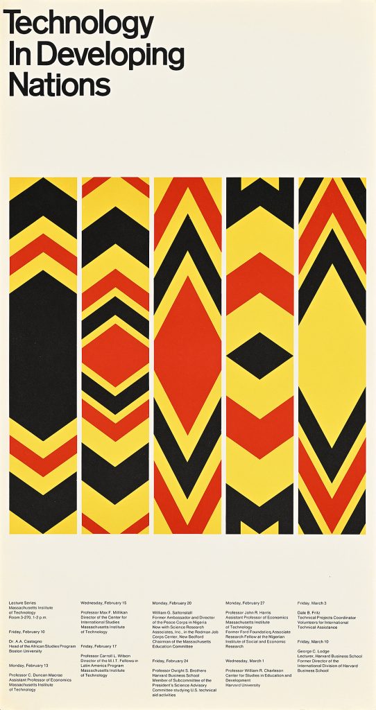 Poster of indigenous patterning in a Swiss Grid layout.