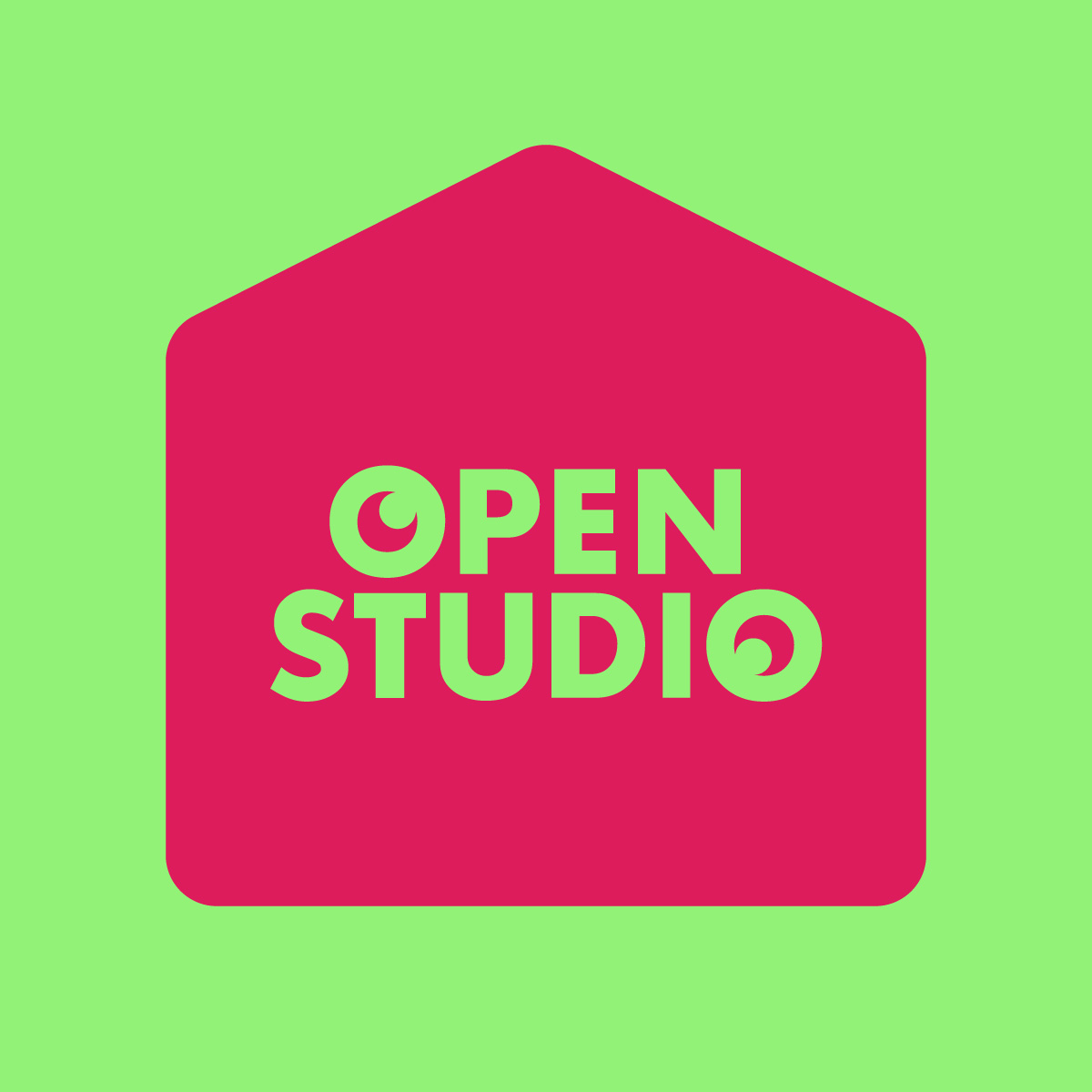 The Open Studio logo in pink and green.