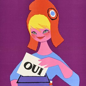 A poster of a cartoon woman in a revolutionary cap.
